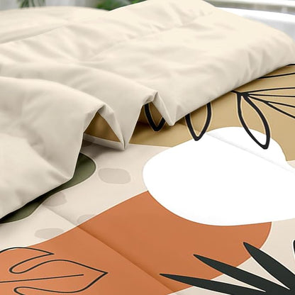 Comforter Set Queen Size, Leaves Flower Summer 7 Pcs Bedding for Kids and Adults, Spring Leaf Floral Bed Sheet Sets with Fitted Sheet 2 Pillowcase & 2 Sham for Bedroom Bed Decor