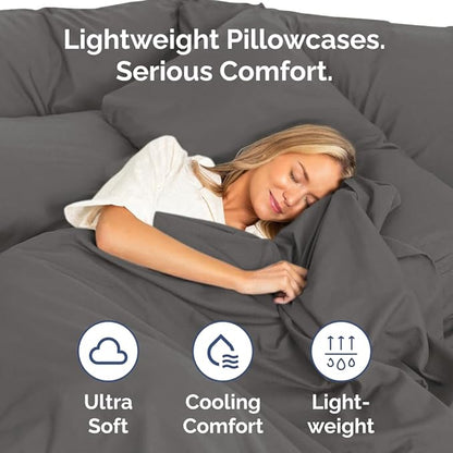 King Standard Pillow Cases Set of 4 - Soft Hotel Quality Pillowcase Covers - Comfy Bedding for Women, Men, Kids & Teens - Machine Washable Pillow Protectors - 4 Piece Set - King Standard Size Charcoal
