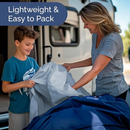 Short Queen Size 4 Piece Sheet Set - RV Short Queen, Soft, Breathable & Cooling Bed Sheets Set w/ Deep Pockets - Hotel Luxury Bedding for Women, Men, Kids, Teens, Boys & Girls - Oeko-Tex - Sky Blue