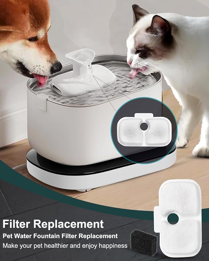 12 Pack Cat Water Fountain Filter fit Petli bro Dockstream Fountain PLWF005 | Pet water Filter Replacements, 12-Pack Individually Wrapped, Fit Dockstream PLWF105/PLWF115/PLWF005/PLWF305 White
