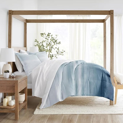 LINENS & HUTCH Comforter Set Patterned Microfiber All Season Down-Alternative Ultra Soft Bedding in Ocean Waves White - Full/Queen Ocean Waves White Light Blue