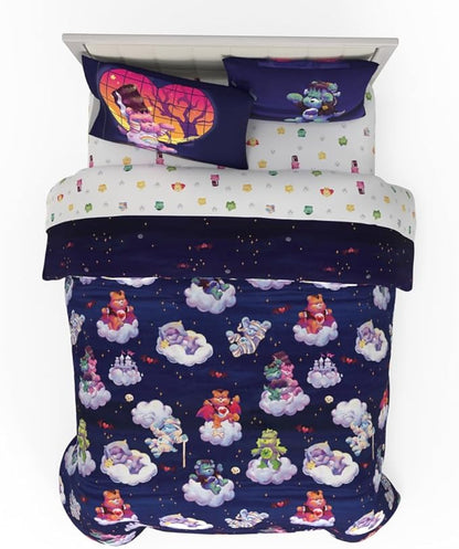 Care Bears x Universal Monsters Halloween Bedding 7 Piece Super Soft Cozy Reversible Comforter and Sheet Set with Sham, Full, (Officially Licensed Product) By Franco