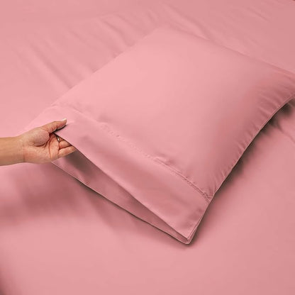 Nestl King Size Sheet Set, 4 Piece Extra Deep Pocket (18-24 inches), Microfiber, Hotel Luxury, Soft, Breathable, Wrinkle-Free, Easy to Care, Pink Clay