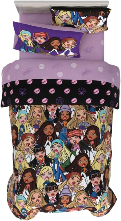 Bratz Fashion Bedding 5 Piece Super Soft Reversible Comforter and Sheet Set with Sham, Twin, (100% Official Licensed Product) by Franco