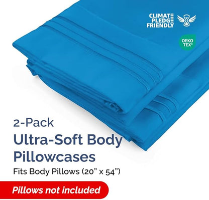 Body Pillowcases Set of 2-20x54 Long Body Pillow Case - Soft Body Pillow Cover for Sleeping & Side Sleepers - Comfy, Wrinkle & Fade Free - Machine Washable w/Envelope Enclosure Royal Blue