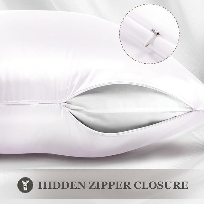 Adubor 100% Silk Pillowcase - Mulberry Silk Pillow Cases, 22 Momme 6A Grade Fibers, Silk Pillow Case for Hair and Skin Health, with Hidden Zipper (Queen 20''x30'', White, 1PC)