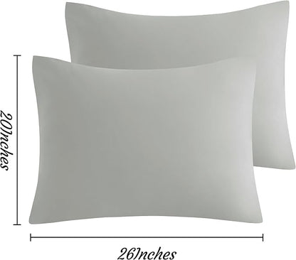 NTBAY Standard Pillow Cases Set of 2, 2 Pack Brushed Microfiber 20x26 Pillow Cases, Soft, Wrinkle, Fade, Stain Resistant Light Grey Pillow Cases with Envelope Closure, 20x26 Inches, Light Grey