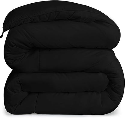 Utopia Bedding Comforters Queen Size, All Season Duvet Insert, Down Alternative Box Stitched Bed Comforter with Corner Tabs, Machine Washable (Black)