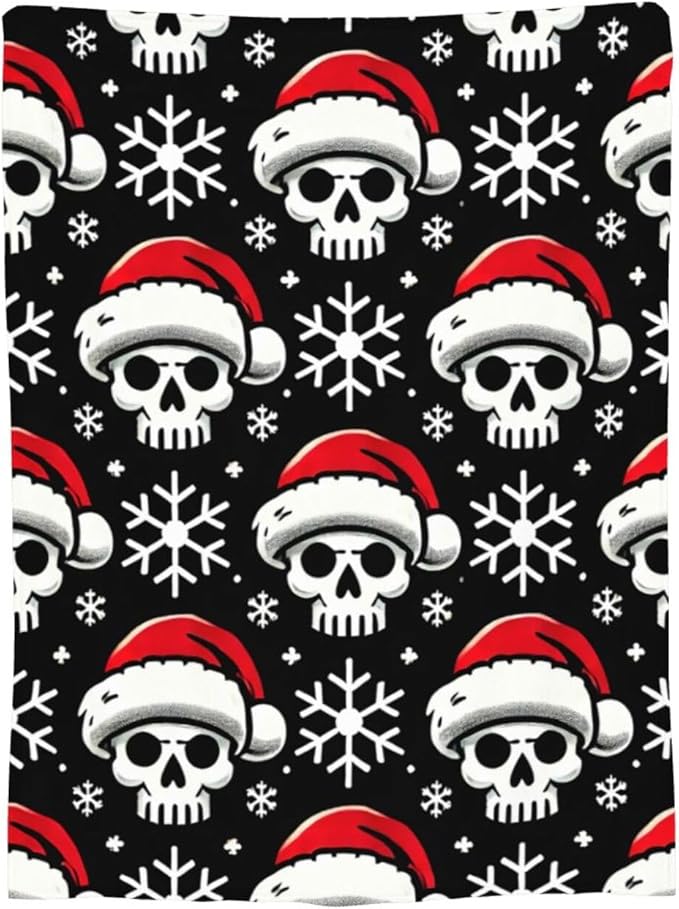Gothic Christmas Skull Blanket Super Soft Warm Fluffy Fleece Flannel Throw Blanket Cozy Fuzzy Plush Stuff Bedding Blankets Gifts for Women Kids Boys Girls Adults 80"X60"