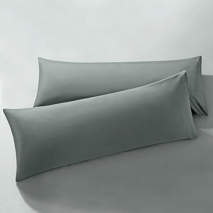 MILVOWOC 2Pcs Brushed Microfiber Body Pillowcases - 20 x 48 Inch, Dark Grey Pillow Case Set Non Slip Envelope Pillow Cover with Moisture Absorption and Anti-Wrinkle