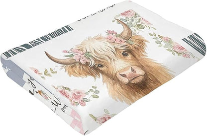 Highland Cow Blanket Super Soft Warm Fluffy Fleece Flannel Cattle Animal Throw Blanket Cozy Fuzzy Plush Stuff Bedding Blankets Gifts for Women Kids Boys Girls Adults 60"X50"
