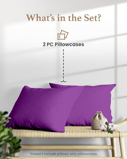 1000 TC Purple Standard Pillowcases Set of 4 100% Egyptian Cotton Pillow Cases with Long Staple Cotton & Sateen Weave, Silky Soft Hotel - Like Bed Pillow Covers for Comfy Sleeping, Snug Fit