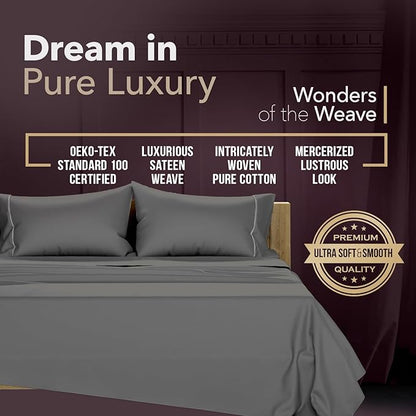 TEXAS LINEN CO. 100% Egyptian Cotton Pillowcases Queen Size Set of 2 - Luxury 2000 Series Standard/Queen Pillow Cases, Cooling, Envelope Closure Hotel Quality Pillowcase (21 x 32, Dark Grey)