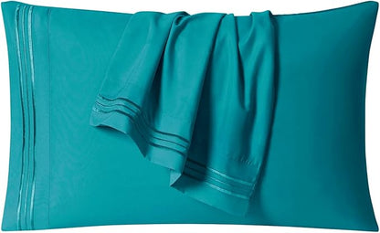 Clara Clark Bed Sheets, Premier 1800 Series 4 Piece Bed Sheet Set, Deep Pocket, Wrinkle, Fade, Stain Resistant, Luxury Soft Bedding Sheets & Pillowcases, Twin-XL, Teal