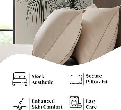 Split King Size Sheet Set | 2 Fitted Sheets for Sleep Number & Adjustable Beds | Organically Grown | Ultra Soft & Cooling |100% Viscose | 17" Deep Pocket [Dune]