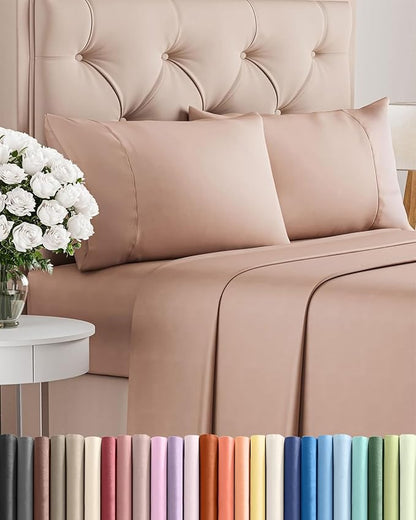 Twin 4 Piece Sheet Set - Comfy Breathable & Cooling - Ultra Soft Hotel Luxury Bedding Set with 8-16 Inch Deep Pockets - 1 Flat & 1 Fitted Sheet & 2 Pillowcases - Cozy, Wrinkle Free & Easy Care - Mauve