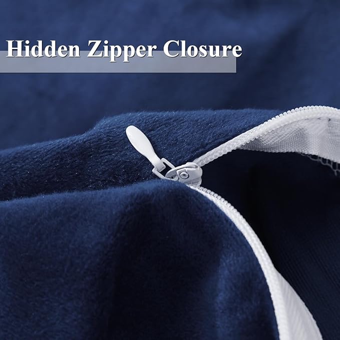 Ivellow Velvet Duvet Cover King Size 3 Pcs Flannel Navy Blue Duvet Cover King Velvet Comforter Cover Bedding Set Ultra Soft Cozy Solid Luxury Velour Duvet Cover Set Zipper Closure Corner Ties
