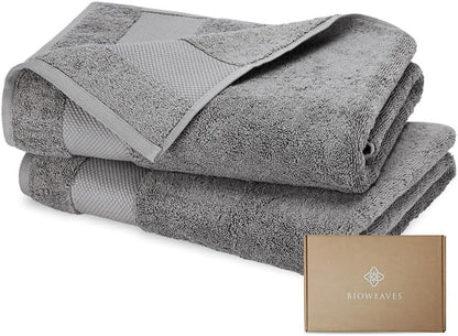 BIOWEAVES 100% Organic Cotton Bath Sheet Set of 2 | Soft Oversized Bath Towels | 700 GSM Premium Bath Towel Sheet Set GOTS Certified - Light Grey