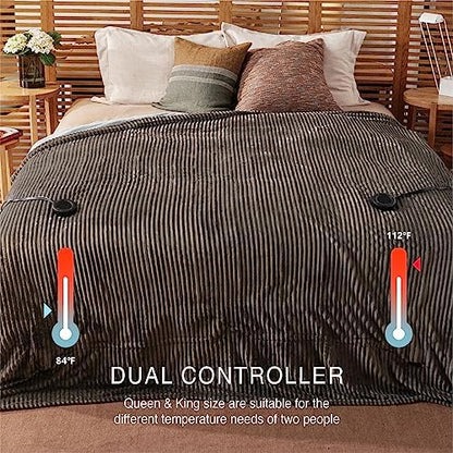 Heated Blanket King Size, 6 Heat Levels Electric Blanket, Grey