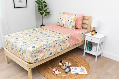 Beddy's Flower Blossoms Girls Durable Zipper Bedding for Kids, Bed in a Bag, Floral Sheets and Comforter, Easy to Make and Wash, Includes Pillowcase and Pillow Sham, Super Soft All Season