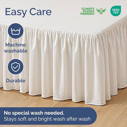 Bedskirt Full Size Ruffle - 18 inch Drop Dust Ruffle Bed Skirt with Platform - Ultra-Soft, Easy Fit, Premium Hotel Quality - Wrinkle, Fade & Shrink Resistant - for Women, Men, Kids and Teens - White