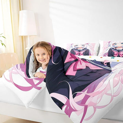 Erosebridal Kawaii Japanese Anime Girl & Boy Cartoon Bedding Set - 3D Style Comforter Sets - Sailor Suit Uniform Design Duvet Insert - King Size