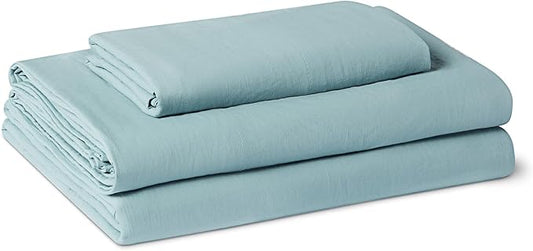 Amazon Basics Twin XL Bed Sheet, 3-Piece Bedding Set, Double Brushed Microfiber, Ultra Soft, Easy Care, Blue