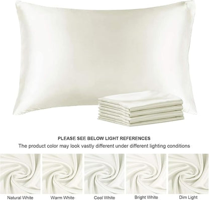 BEDELITE Satin Pillowcase for Hair and Skin, Super Soft Similar to Silk Pillow Cases 4 Pack with Envelope Closure, Cooling Pillowcases for Women Men (20"x36" King Size, Ivory)