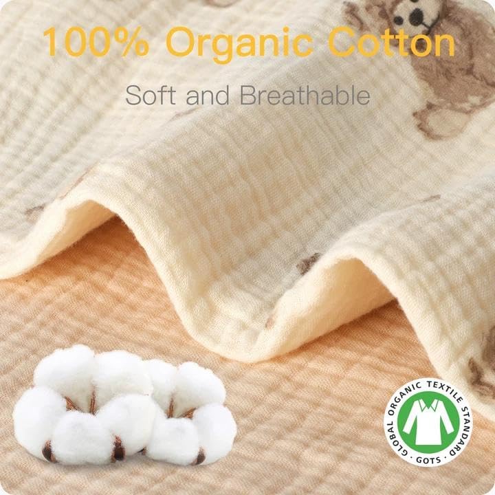 Organic Crib Sheets Fitted Crib Mattress Sheet 52x28 Inches 100% Muslin Cotton for Baby Girls & Boys, Soft Boho Neutral Toddler Bedding Bed Sheets Fits Well Standard Size Crib Mattress 28x52 Inches