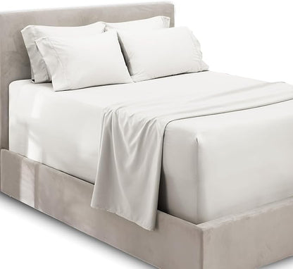 Hearth & Harbor Extra Deep Pocket Sheets - Fits Mattress 18-24 Inches Deep - Extra Deep Pocket Split King Size Sets - 7 Piece Split King Size - White