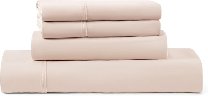 UGG Hedi Full XL Sheet Set 4-Piece Luxury Cooling Sheets Deep Pockets Premium Bedding with 2 Pillow Shams Hypoallergenic Machine Washable Soft Lightweight Bed Set for Bedroom, Full XL, Shell Pink