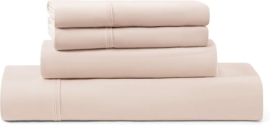 UGG Hedi Full XL Sheet Set 4-Piece Luxury Cooling Sheets Deep Pockets Premium Bedding with 2 Pillow Shams Hypoallergenic Machine Washable Soft Lightweight Bed Set for Bedroom, Full XL, Shell Pink