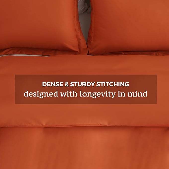 JSD Burnt Orange Duvet Cover Set Twin Size, 2 Piece Microfiber Kids Duvet Cover with Pillow Sham, Zipper Closure, Comforter Not Included