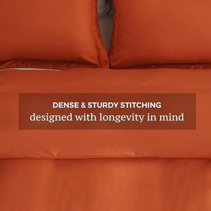 JSD Burnt Orange Duvet Cover Set King Size, 3 Piece Duvet Cover with Pillow Shams, Soft Brushed Microfiber Zipper Closure, Comforter Not Included