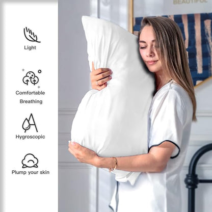 Silk Pillow Cases 2 Pack,Soft Breathable and Sliky Queen Size Pillow Cases Set of 2,Natural Mulberry Silk Pillowcase Set of 2 for Hair and Skin with Hidden Zipper (White,20"X 30",2pcs)