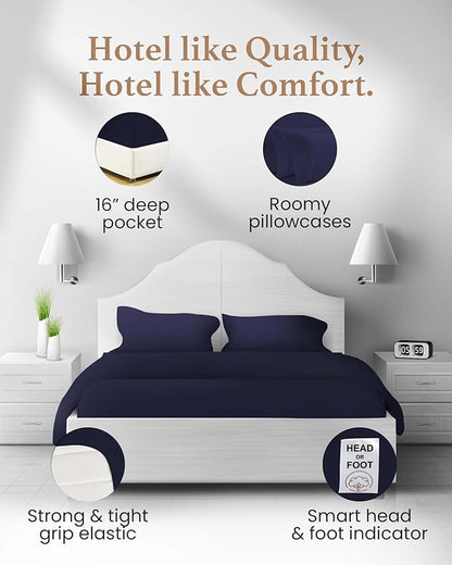 Good Sleep Bedding Cal King Sheet Set - 100% Egyptian Cotton Sheets California King Size, 4 Pc, California King Sheets, Soft, California King Sheet Sets Deep Pocket Fits Upto 16" - Dark Gray