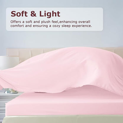 Queen Size Bed Sheet Set - 4 Piece Soft Microfiber Sheets with Deep Pockets, Cooling Technology, and Wrinkle-Free Pillowcase. Hotel-Quality, Durable Bedding, Light Pink