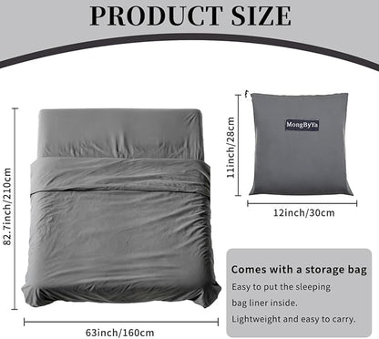 Sleeping Bag Liner Lightweight Compact Sleeping Bag Sack Portable Clean Travel Sheet Camping Sleep Sheet for Backpacking Hotel Hiking