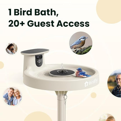 Smart Bird Bath with Camera Solar Powered & Solar Fountain & Stand, Dual-Lens Camera for Bird Watching in Phone, Auto Capture Bird Videos, Ideal Present for Bird Lover (AI by Subscription)