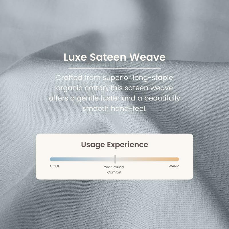 Bioweaves 100% Organic Cotton 1 King Size Fitted Sheet Only | 300 Thread Count Sateen Weave GOTS Certified with Deep Pocket - Shore