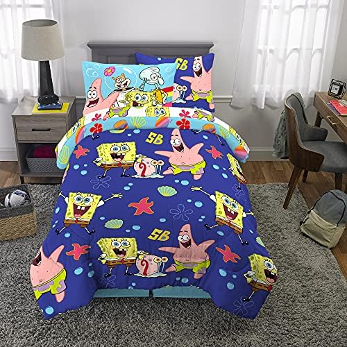Franco Kids Bedding Super Soft Comforter and Sheet Set with Sham, 5 Piece Twin Size, Spongebob Squarepants