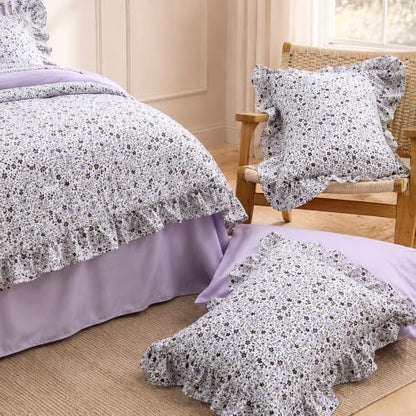 BLOOMHAVEN King Size Comforter Set-7 Pieces Floral Ruffle Bedding Set