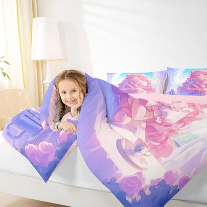 Erosebridal 3D Anime Girl Comforter Set Twin, Japanese Girl Romance Love Bedding Cartoon Anime Gifts Bedding Comforter Sets, Rabbit Lovers Gifts - 1 Comforter 1 Pillowcase