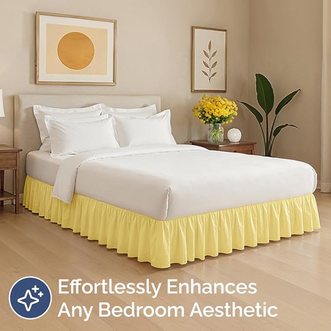 Bedskirt Full Size Ruffle - 18 inch Drop Dust Ruffle Bed Skirt with Platform - Ultra-Soft, Easy Fit, Premium Hotel Quality - Wrinkle, Fade & Shrink Resistant - for Women, Men, Kids and Teens - Yellow