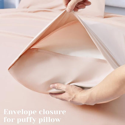 BYSURE 6 Pieces Bed Sheets Set(Queen, Peach) - Hotel Luxury Super Soft 1800 Thread Count 100% Microfiber Sheets with Deep Pockets, Wrinkle & Fade Resistant