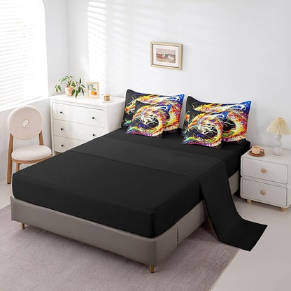 Erosebridal 3D Dragon Bed in a Bag Queen Comforter Set 7 Piece,Watercolor Dragon Scale Bedding Sets Antique Mythical Animal Gothic Sheet Set with Comforter