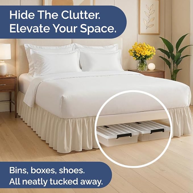 Bedskirt Full Size Ruffle - 18 inch Drop Dust Ruffle Bed Skirt with Platform - Ultra-Soft, Easy Fit, Premium Hotel Quality - Wrinkle, Fade & Shrink Resistant - for Women, Men, Kids and Teens - Wheat
