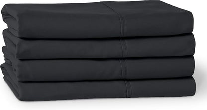 Bare Home 4 Pillowcases - Premium 1800 Ultra-Soft Collection - Bulk Pack - Double Brushed - Hypoallergenic - Wrinkle Resistant - Easy Care (Standard - 4 Pack, Black)