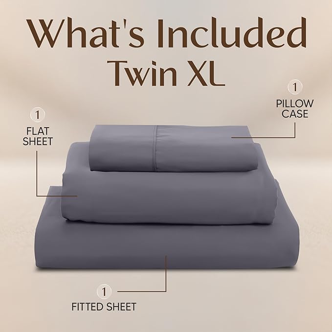 Utopia Bedding Twin XL Sheets - 3 Piece Bedding - Brushed Microfiber - Shrinkage and Fade Resistant - Easy Care (Twin Extra Long Grey)