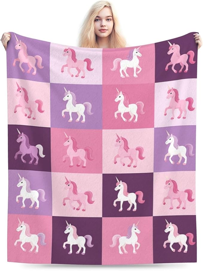 Unicorn Blanket Super Soft Warm Fluffy Fleece Flannel Fantasy Throw Blanket Cozy Fuzzy Plush Stuff Bedding Blankets Gifts for Women Kids Boys Girls Adults 60"X50"